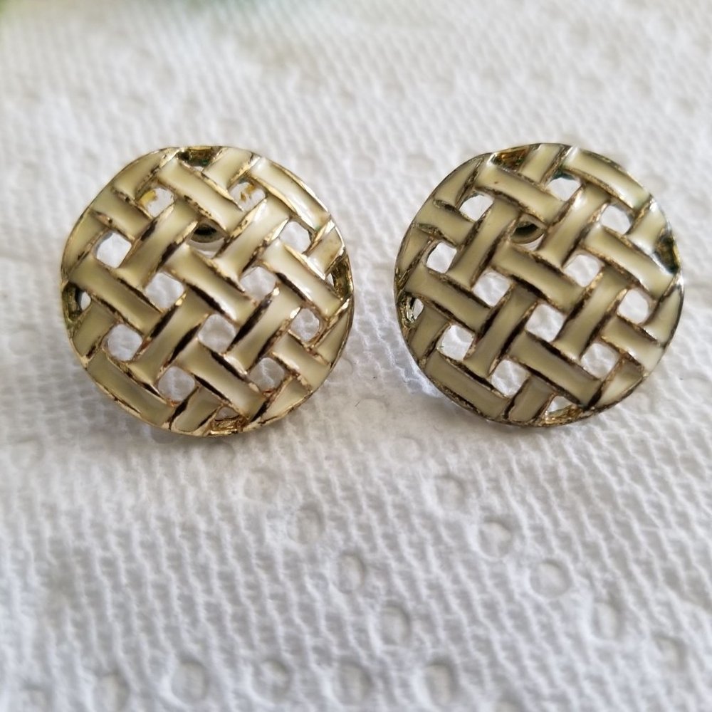 Vintage White Enamel Earrings